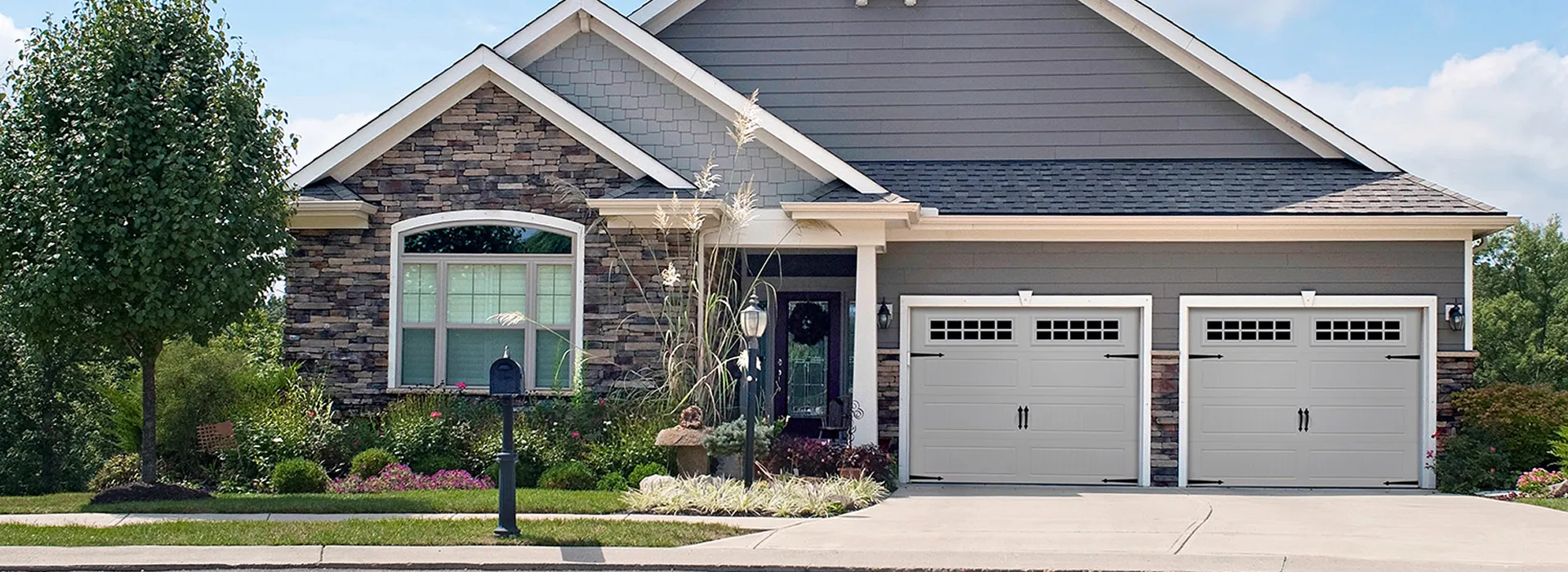 new house with two door garage